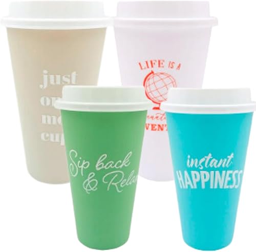 Vasos de viaje  Taza portátil con tapa Take It To Go  8 vasos de 17 onzas  Vasos de viaje de plástico reutilizables  Bebidas frías calientes  Tazas