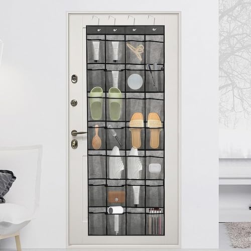 Miniatura 6 de Organizador de zapatos de puerta, 28 compartimentos para colocar sobre la puerta, ahorra espacio en la habitación, adecuado tanto para hombres como