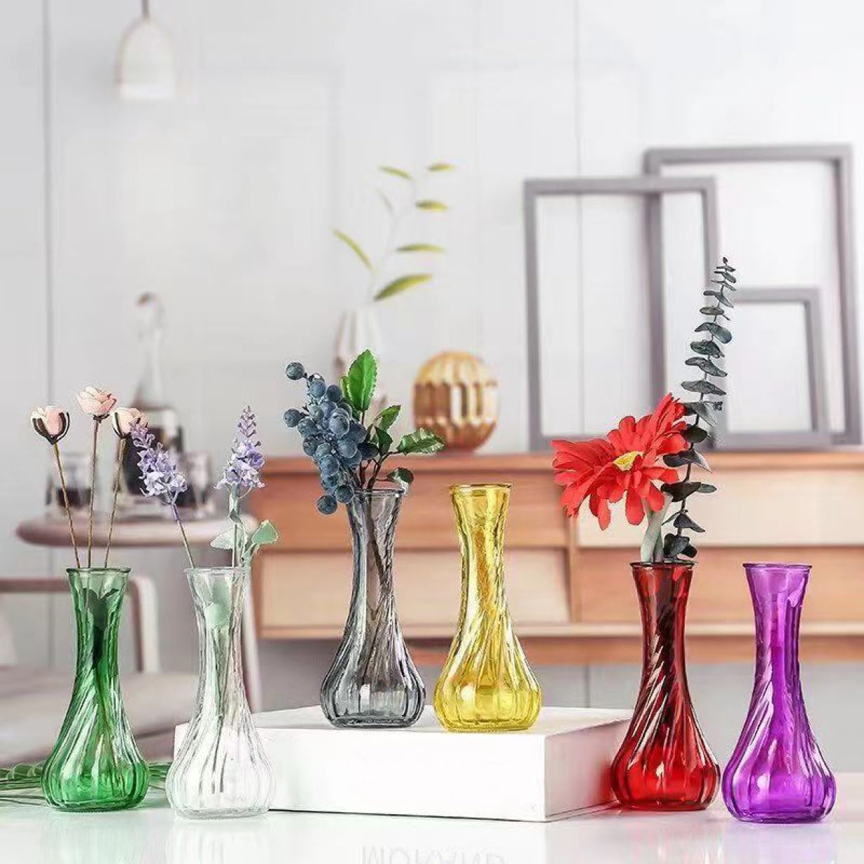 Amazon.co.jp: YJFFQ 花瓶 ガラス 一輪挿し クリア イエロー 花瓶