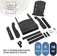 Vista 6 de Silla Adirondack plegable, sillas de plástico resistentes a todo tipo de clima, con soporte para tazas, se pliega o despliega fácilmente en 1