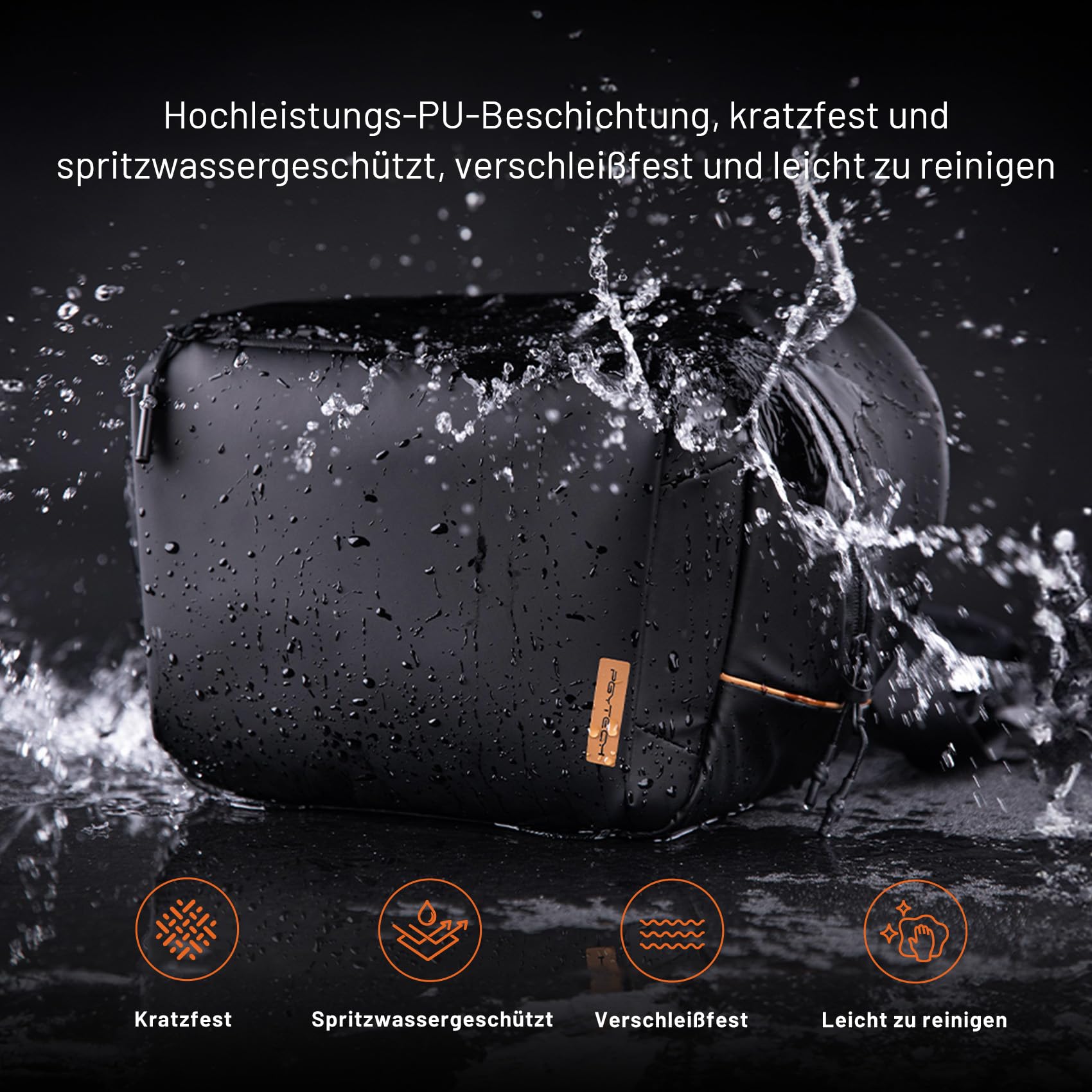 PGYTECH OneGo Solo V2 Kamera Umhängetasche Wasserdicht 6L, Fototasche für Spiegelreflexkameras Kompatibel mit Canon SLR Kamera, Sony, Nikon, DJI Avata 2, DJI Mavic 3, ipad pro 11'', Schwarz