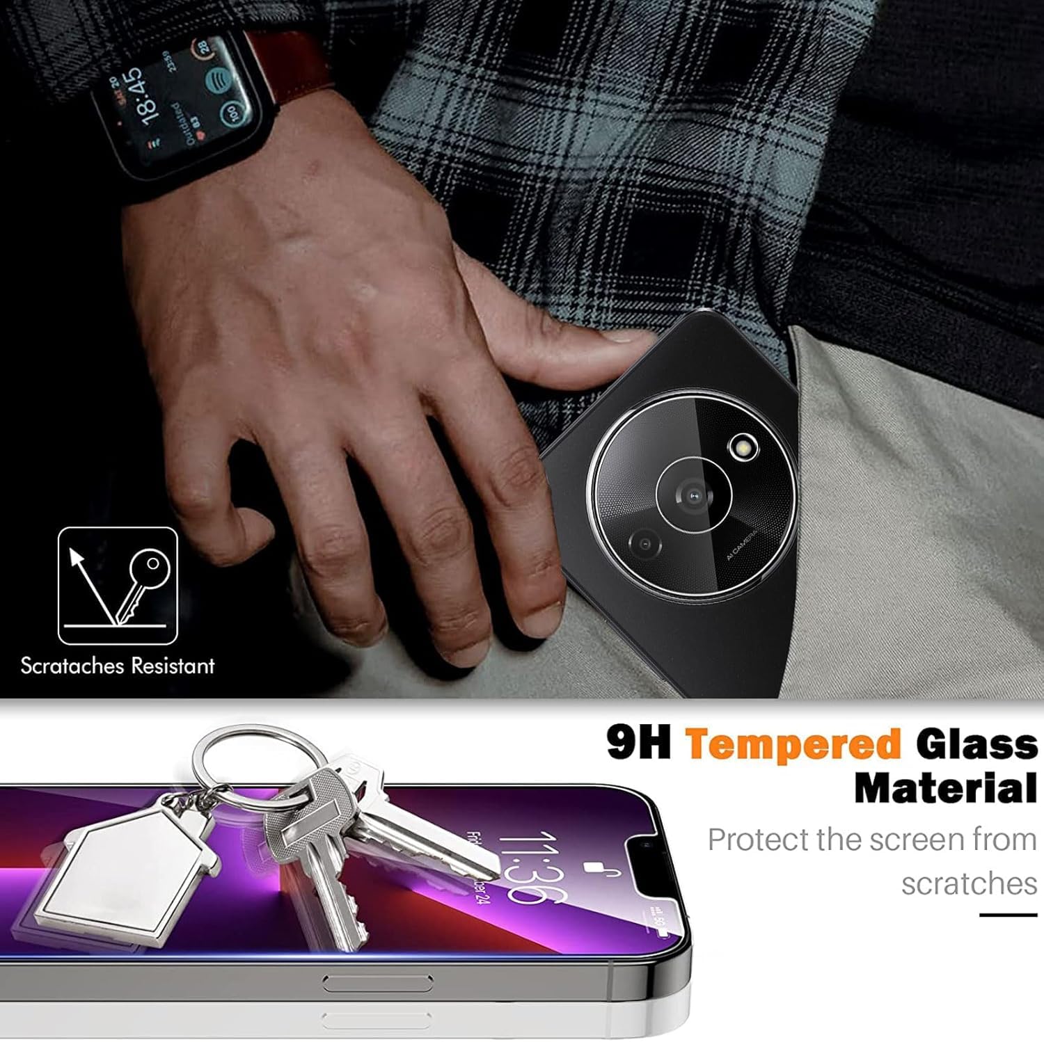 Image secondaire de Cracksin Lot de 2 Verres Trempés pour Objectif Xiaomi Redmi A3 - Protection 9H