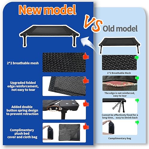 Miniatura 4 de Pozico Cama elevada para perros para exteriores, catre plegable y refrescante con marco de metal, cama portátil para mascotas para perros medianos y