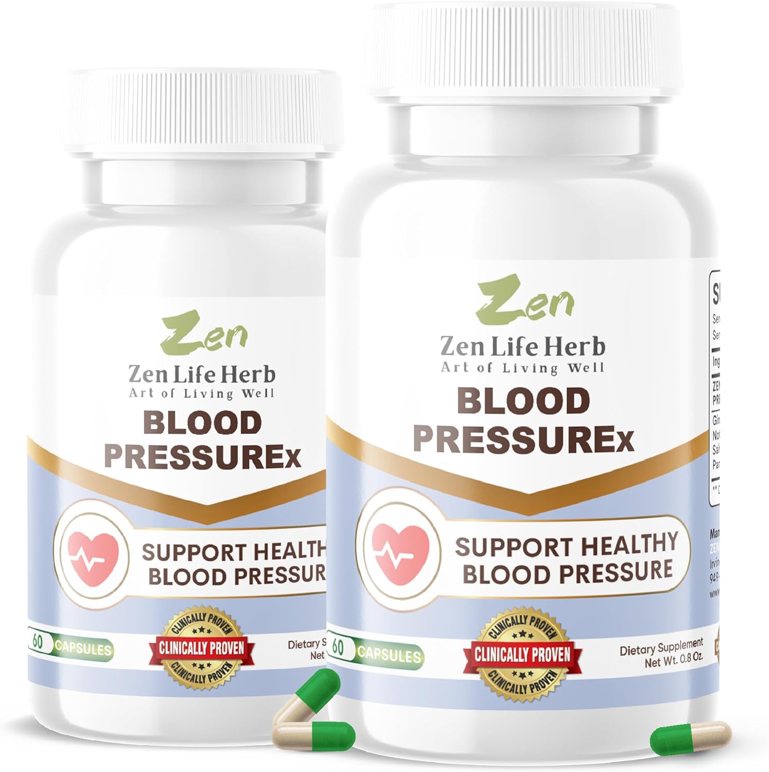 ZEN LIFE HERB Blood PressuREx - Heart Health Blood Pressure Support Supplement-Support Blood Pressure & Healthy Circularity Naturally Ginseng Plus Blend 100% PURE Plant-Based Supplement (120 Capsules)