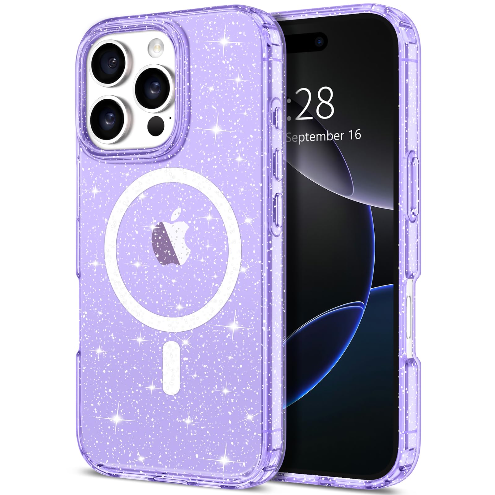 Hython for iPhone 16 Pro Case Glitter, Clear Glitter Sparkly Shiny Bling Sparkle Cute Cover, Anti-Scratch Soft TPU Thin Slim Fit Shockproof Protective