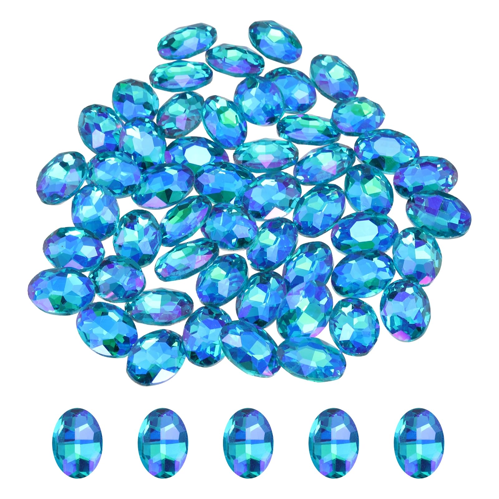 Gemas ovaladas puntiagudas en cristal azul lago para creación de joyería fina