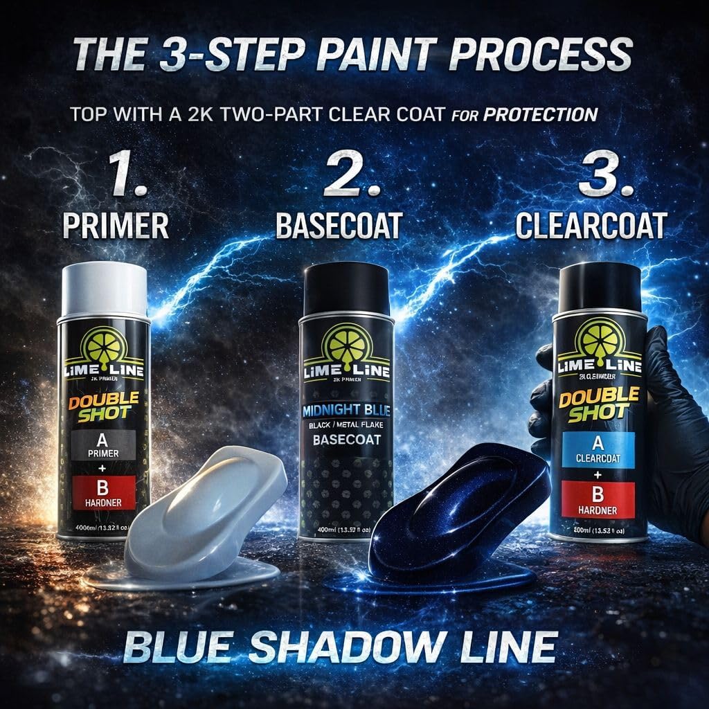 LiME LiNE Shadow Line Basecoat Aerosol Spray Paint, Professional Automotive Spray Paint, Color Shift Black to Metallic Finish, Requires 2K Clearcoat Topcoat (Phantom Silver, Spray Paint)