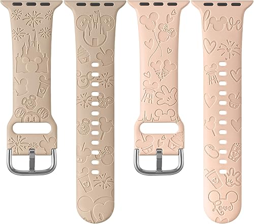 Miniatura 2 de Correa deportiva grabada compatible con correas de Apple Watch 38 40 41 42 44 45 1.929 in, correa de silicona suave para mujer y hombre, repuesto