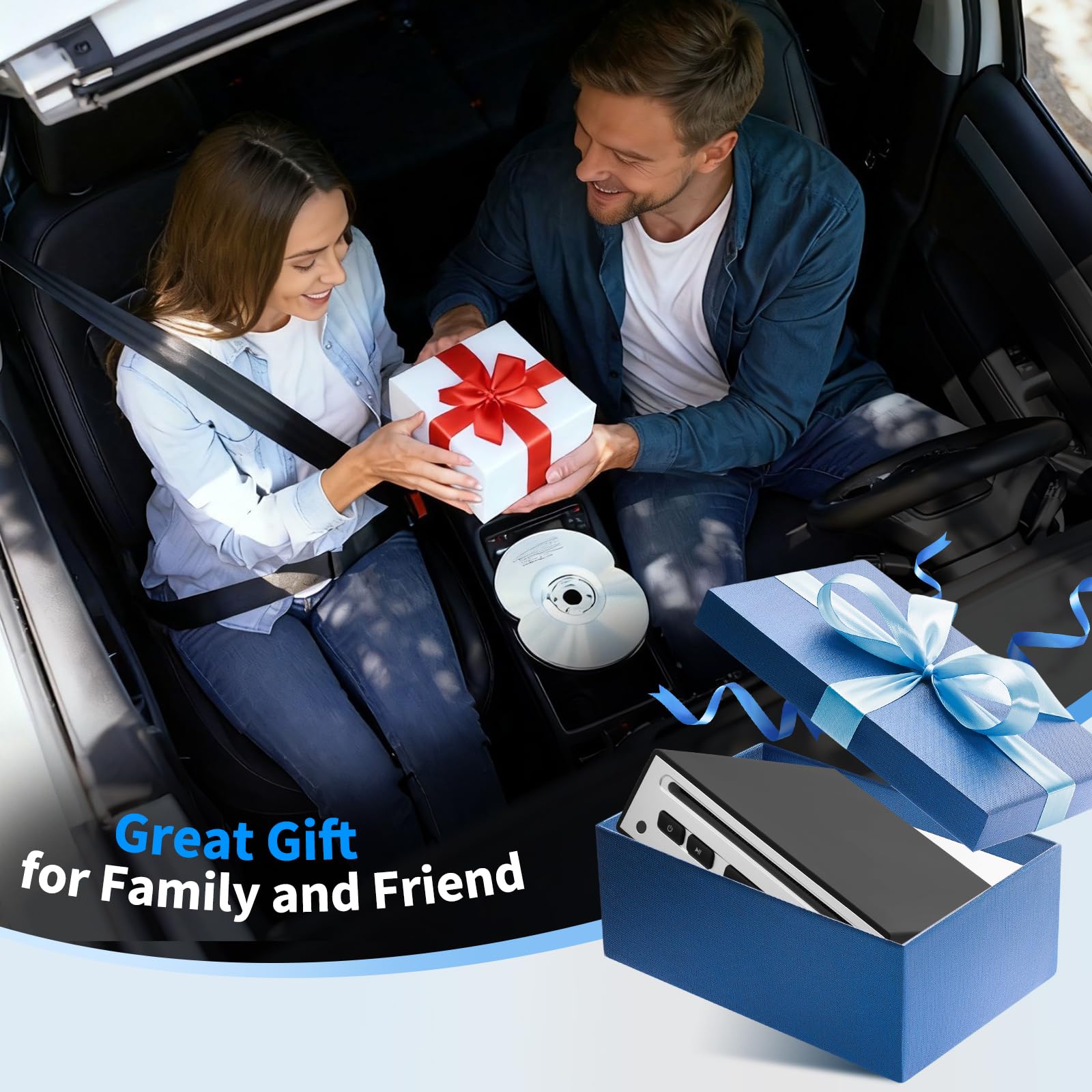 Reproductor de CD para coche – Reproductor de CD externo universal para coche con USB, AUX, HDMI y puerto USB-C, Plug & Play, compatible con radio de coche, portátil, TV, ordenador y equipo de alta