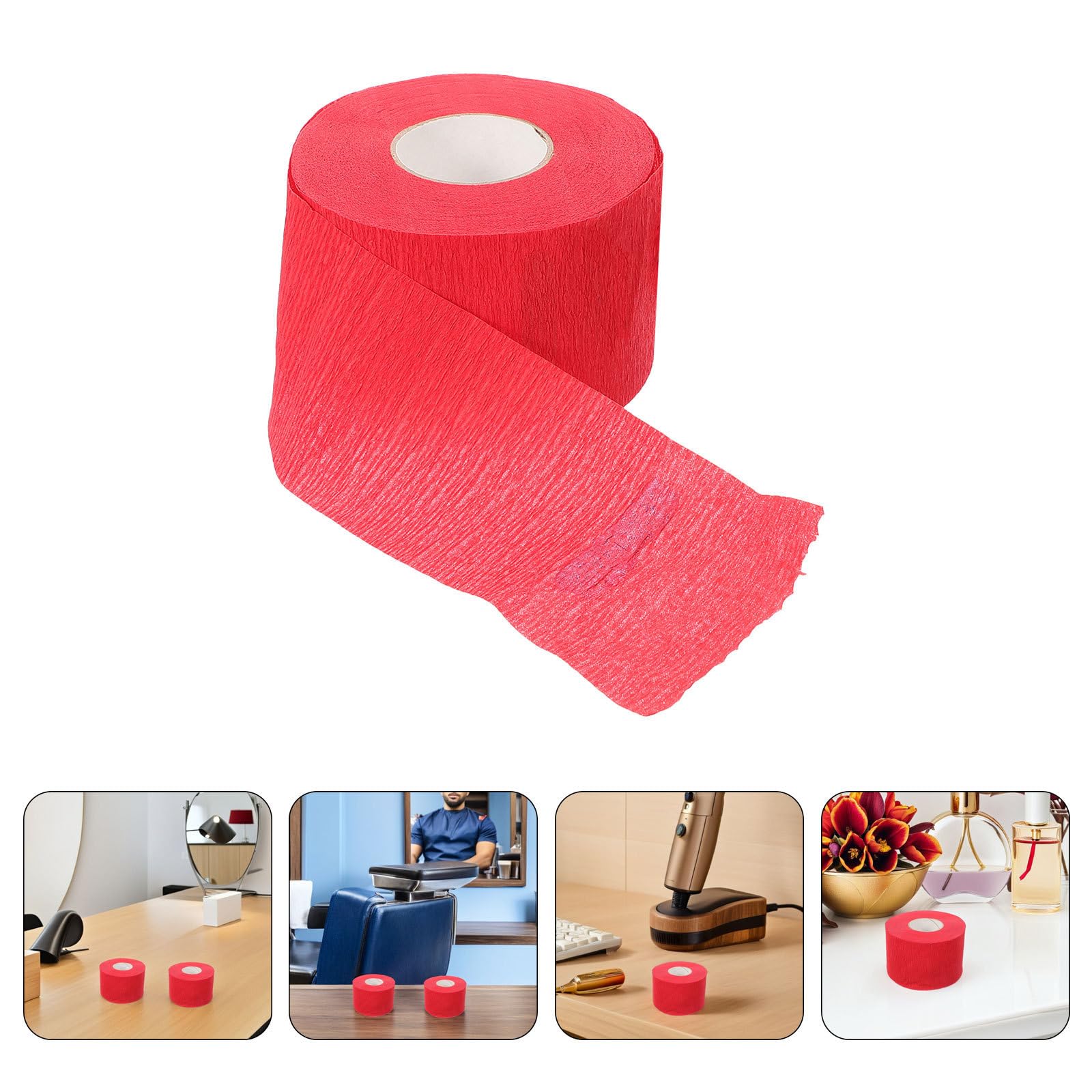 BETOOKY 10 Tiras Desechables de Papel para Cuello en Peluquería Color Rojo, Fácil de Rasgar Causar Molestias, Ideales para Barberías Profesionales y Cortes en Casa