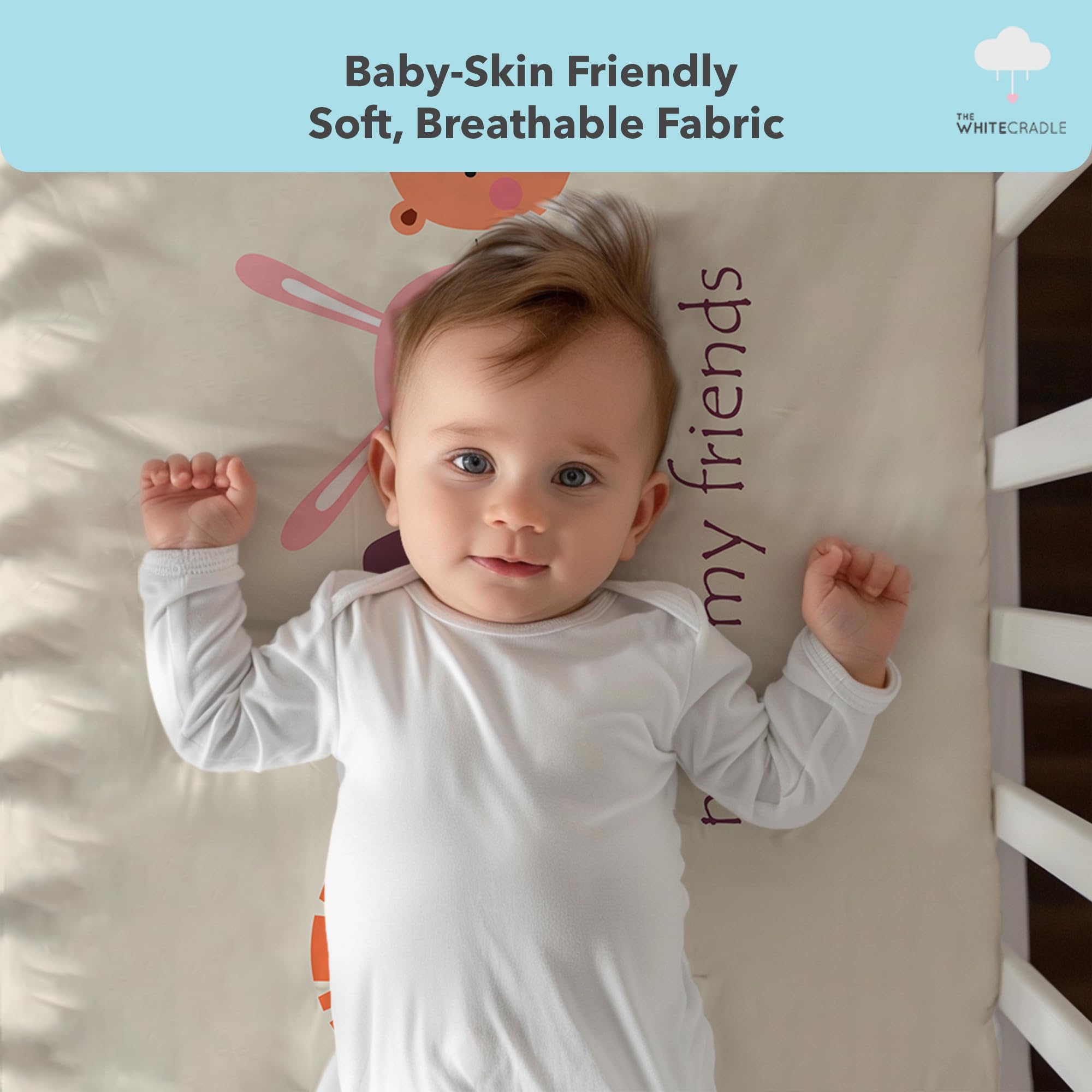 The White Cradle Baby Crib Fitted Sheet, Organic Cotton Cot Bedding Beige 2