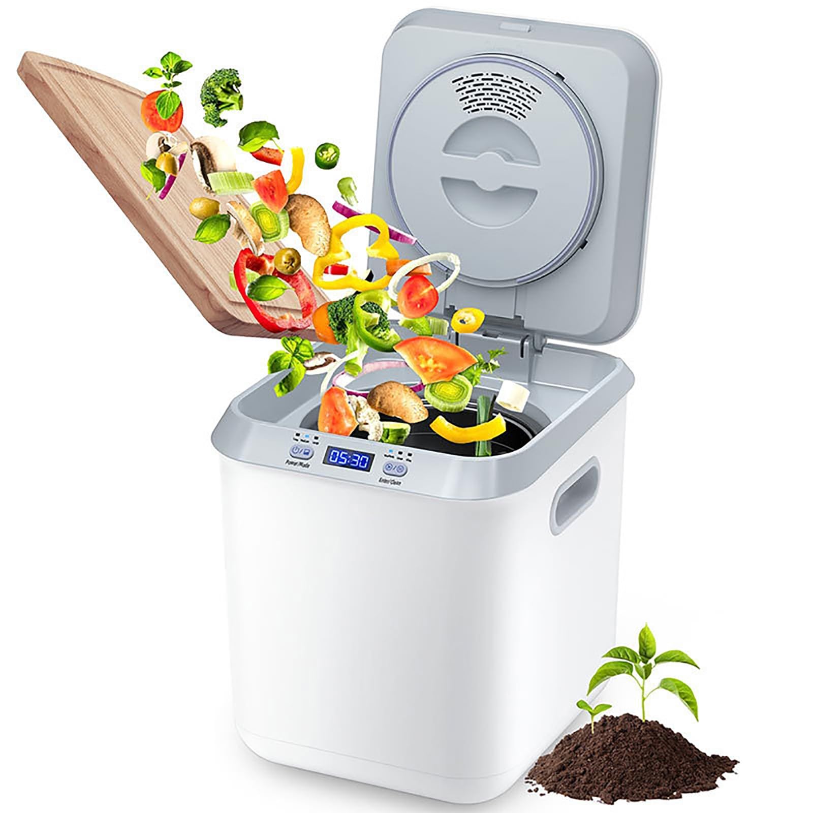 Reciclador de residuos de alimentos de cocina sin olor con bajo ruido y cubo de 3.3L