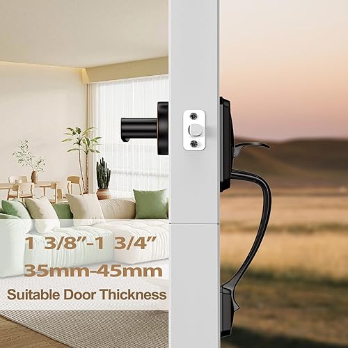 Miniatura 2 de Manija de puerta delantera, manija de puerta exterior, manija de puerta de entrada con palanca reversible, manija de puerta ajustable, manija de