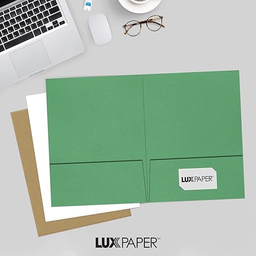 Miniatura 6 de Carpetas de presentación de 9 x 12 pulgadas en 100 libras, color verde festivo con 2 bolsillos, soporte para papel estándar de 8 12 x 11, documentos