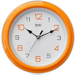 Ajanta Plastic Abstract Step Movement 8 Inches Analog Wall Clock for Home/Offices (Orange, 20Cm X 20Cm) Price In India