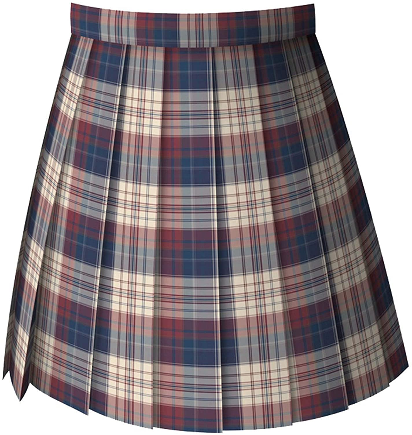 Fiables faldas plisadas para mujer, de color mezclado, elegante, cintura alta, estilo japonés, falda corta de línea A, a cuadros, uniforme de cosplay (color: longitud de la falda: 42 cm,