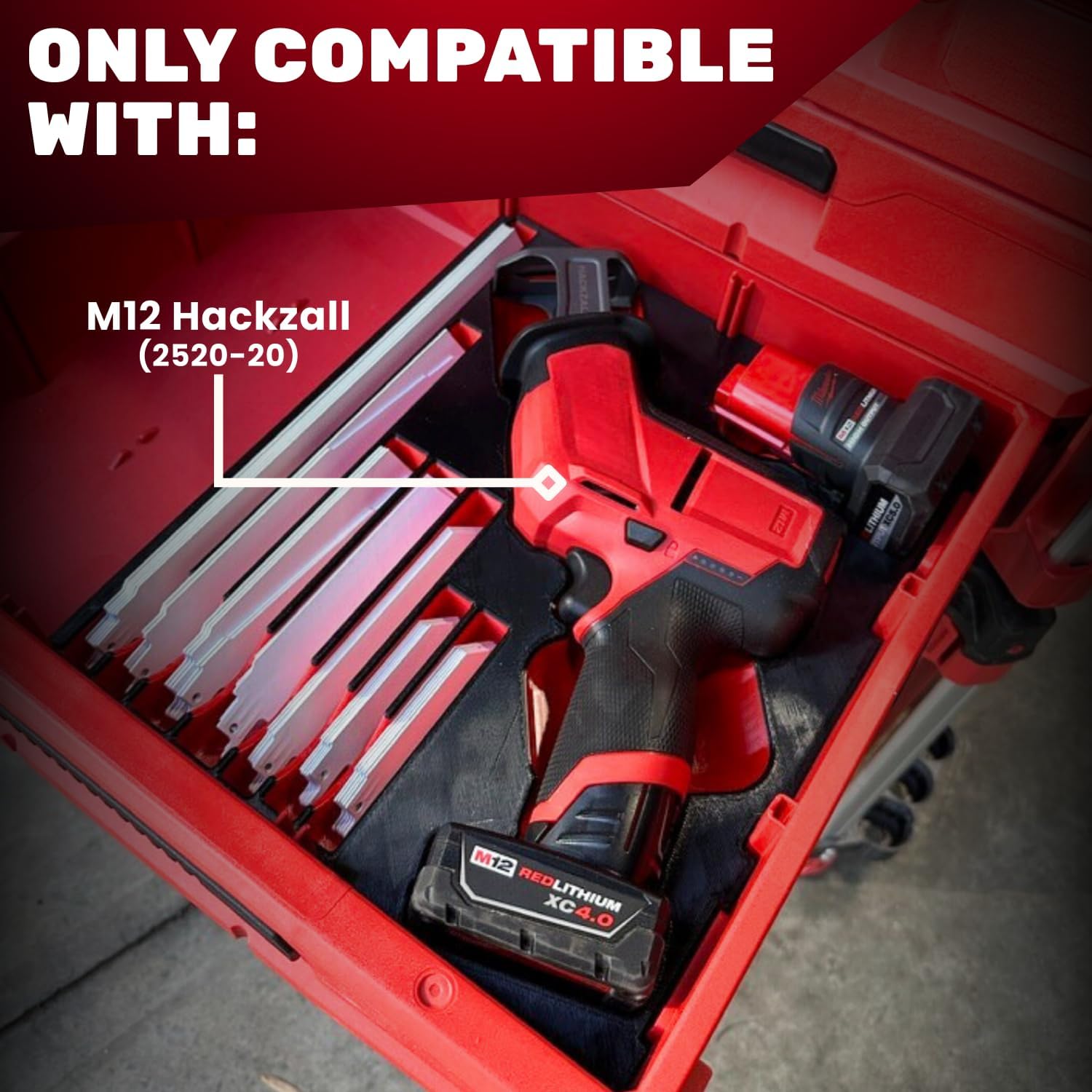 M12 Hackzall PACKOUT Drawers Insert | Compatible with Milwaukee 2520-20 | Custom 3D Printed Tool Organizer