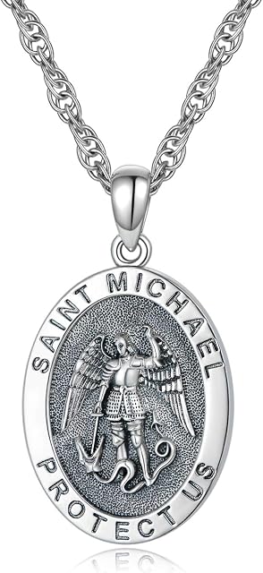 Saints Christopher Necklace/Saint Michael/Virgin mary Necklace S925 Sterling Silver Pendant"Protect Us for Women Men With Stainless Steel Chain 55cm