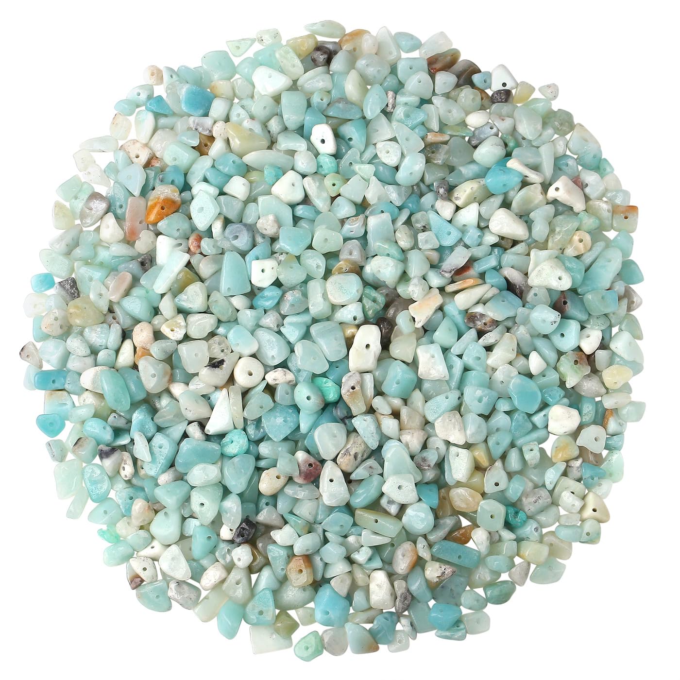 GUJOXILA 400pcs Amazonite Crystal Beads for Bracelet Jewellery Making Amazonite Chips Stones Blue Gemstone Beads for Crafting Polished Craft Nature Blue Bead DIY 5-8mm - Image 2