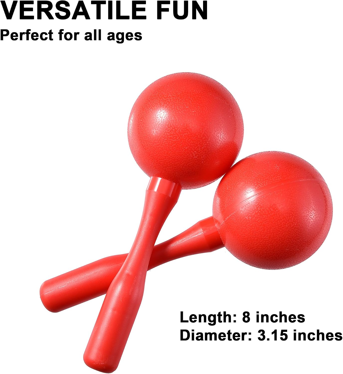 HILAZA Loud Maracas for Kids Adults, 8 Inch, Set of 2, Red