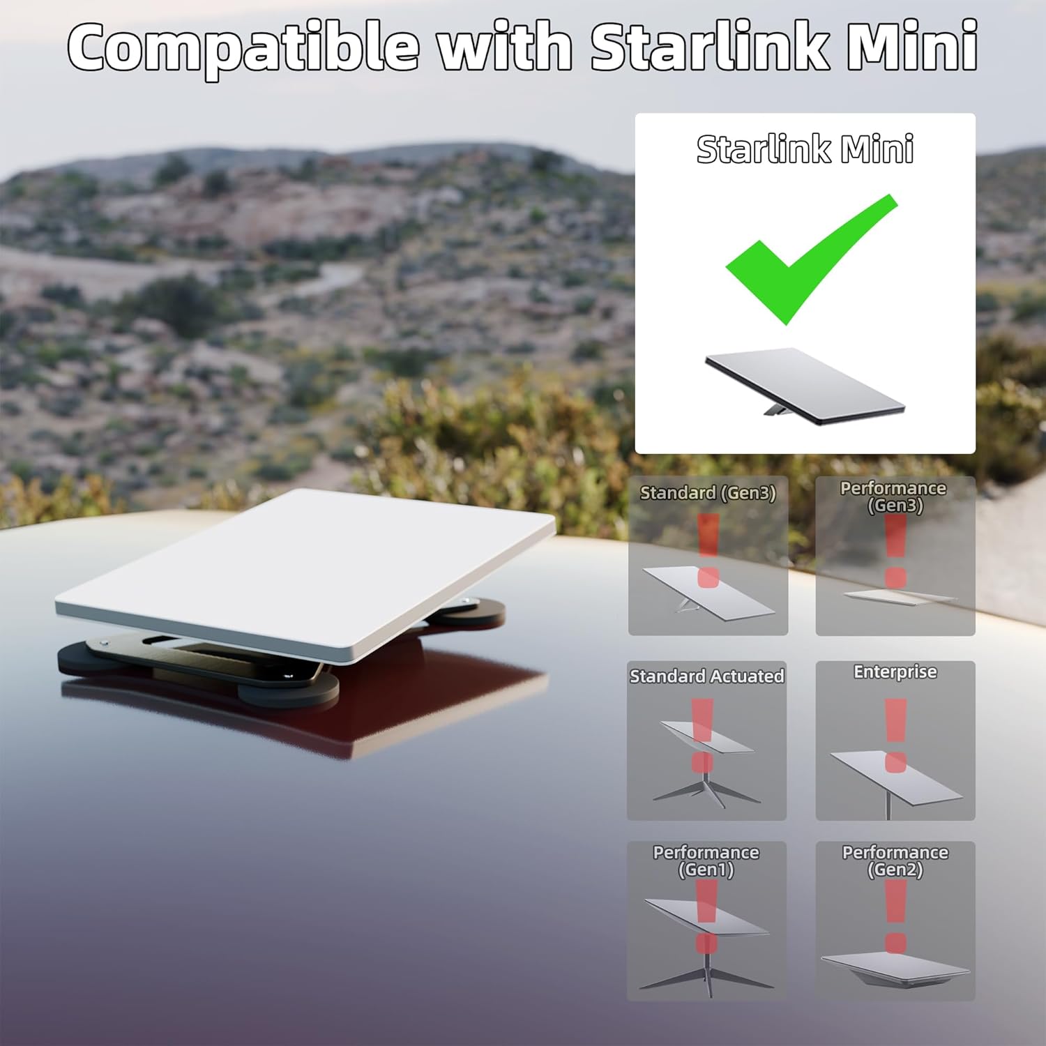 Starlink Mini Mount, Starlink Mini Magnetic Car Roof Mount for RV, Boat, Truck, Marine Flat Mounting Kit Heavy Duty Aluminum Alloy