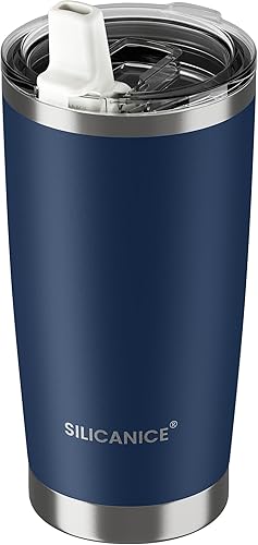 Miniatura 15 de Vaso de café de 20 onzas, taza de café de viaje de acero inoxidable de doble pared con tapa deslizante extraíble, sin BPA, compatible con portavasos