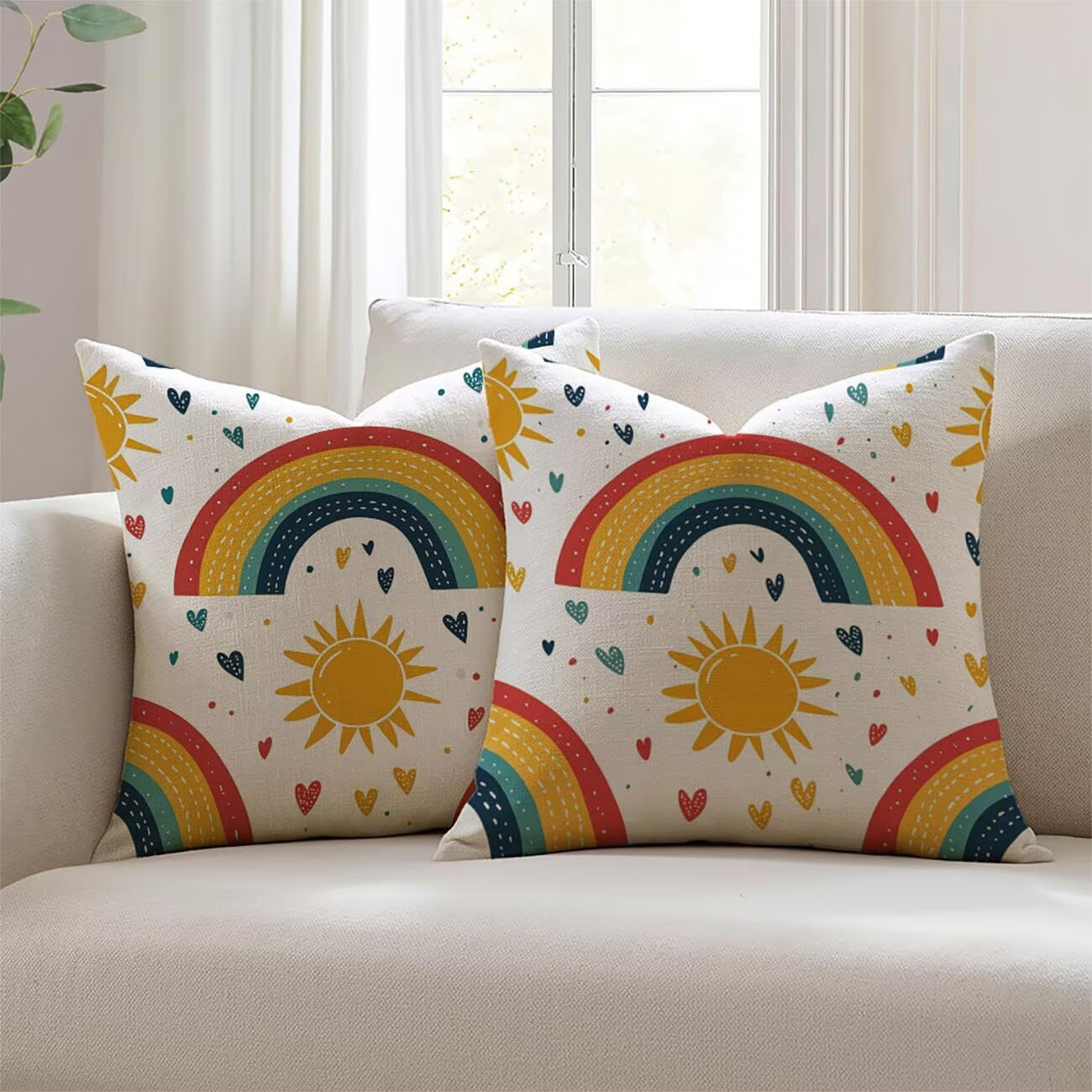 Housse de coussin extérieur imperméable blanc anti-tache en lin déperlant Lejnlnng