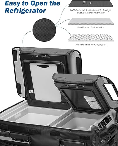 Miniatura 6 de JOYTUTUS Refrigerador de 12 voltios, 41 cuartos de galón (39L) refrigerador portátil para automóvil con cubierta protectora aislada