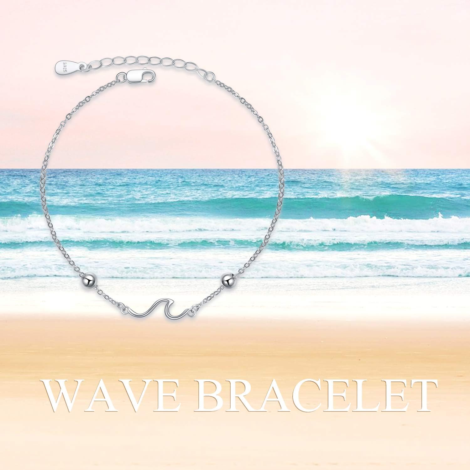 YFN Wave Bracelet Sterling Silver Ocean Wave Bracelets Ocean Beach Bracelet for Women Jewelry Gifts - Image 5