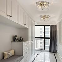 Vista 2 de LamQee lámpara de techo de montaje empotrado de 2 luces con vidrio de burbuja para cocina de granja, isla de cocina, luz de techo cerca del techo