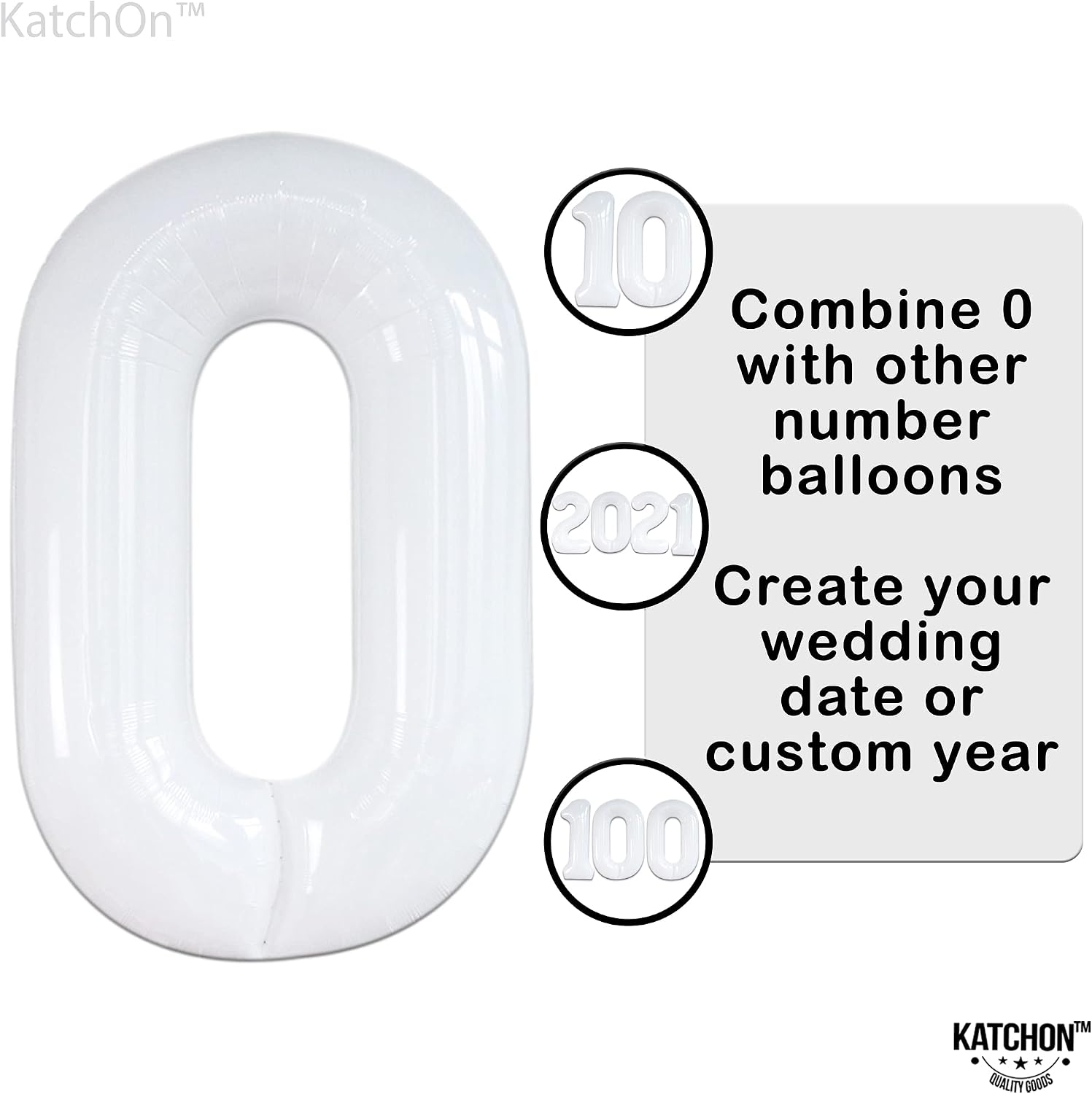 Large, Number 0 White Balloon for Party- 40 Inch | Foil Zero Number Balloon for Black and White Party Decorations | 0 White Number Balloon, Anniversary, Mylar Balloons for Birthday DÈcor