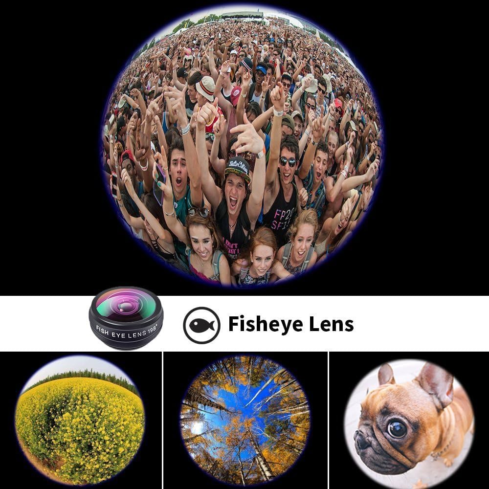10-in-1 Universal Handy objektiv Set, Handy Kamera objektiv, 2X Teleobjektiv, 15X Makro Objektiv Handy, 0.63x Wide, 198° Fisheye Lens, für die meisten Smartphones
