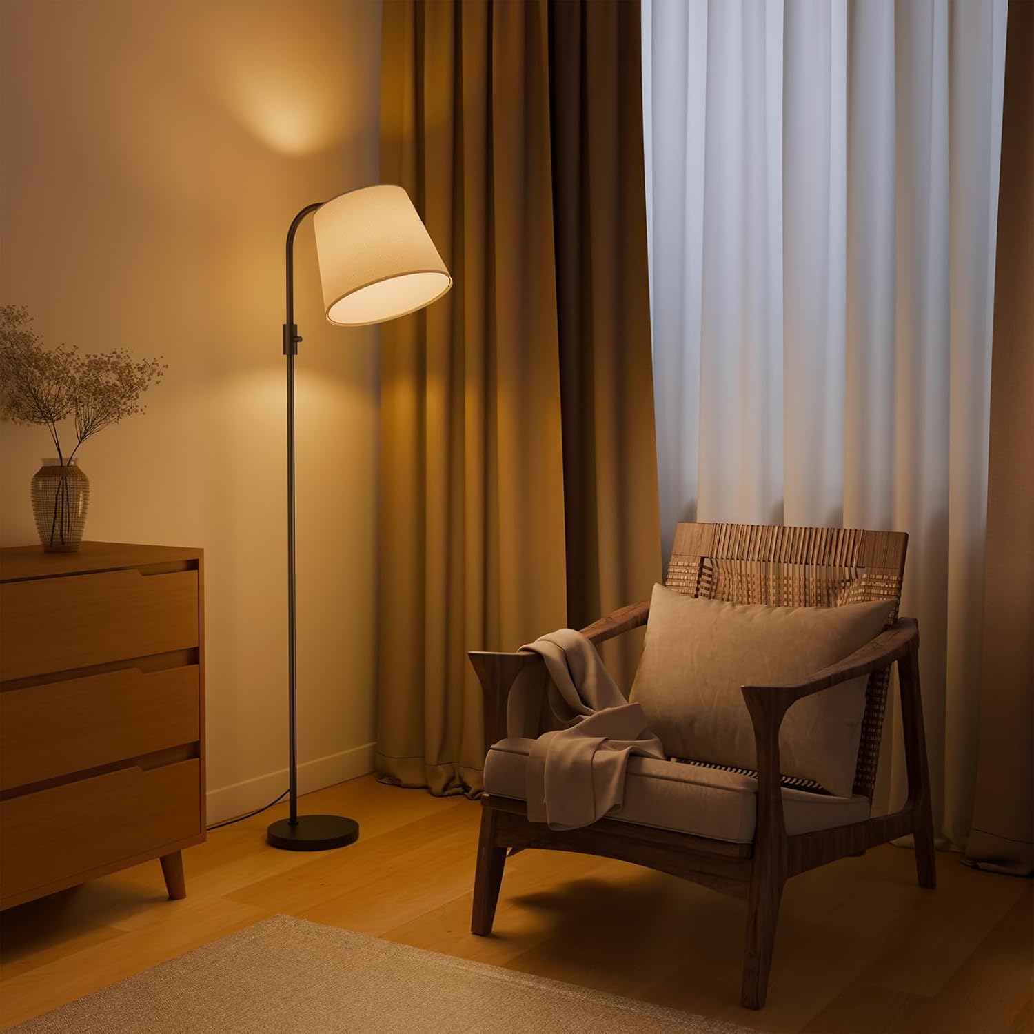 Arc Floor Lamp for Living Room with Smart RGBCW Color Changing Bulbs Dimmable, Stand lamp Compatible with Alexa, Siri, Google Voice & App Control, Tall Lamp for Living Room, Bedroom, Black