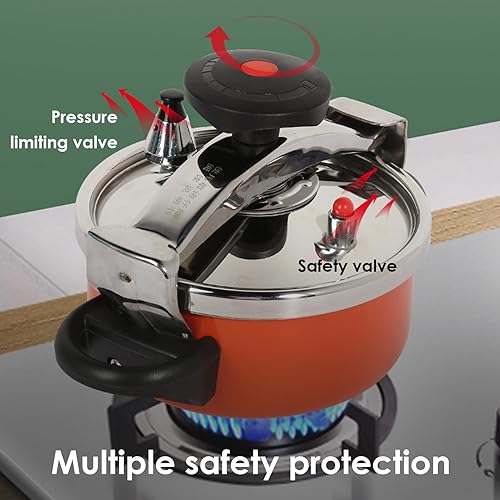 Miniatura 2 de Olla a presión de acero inoxidable, mini olla a presión compatible con inducción de 2 litros2.1 cuartos de galón, fondo doble con dispositivos de