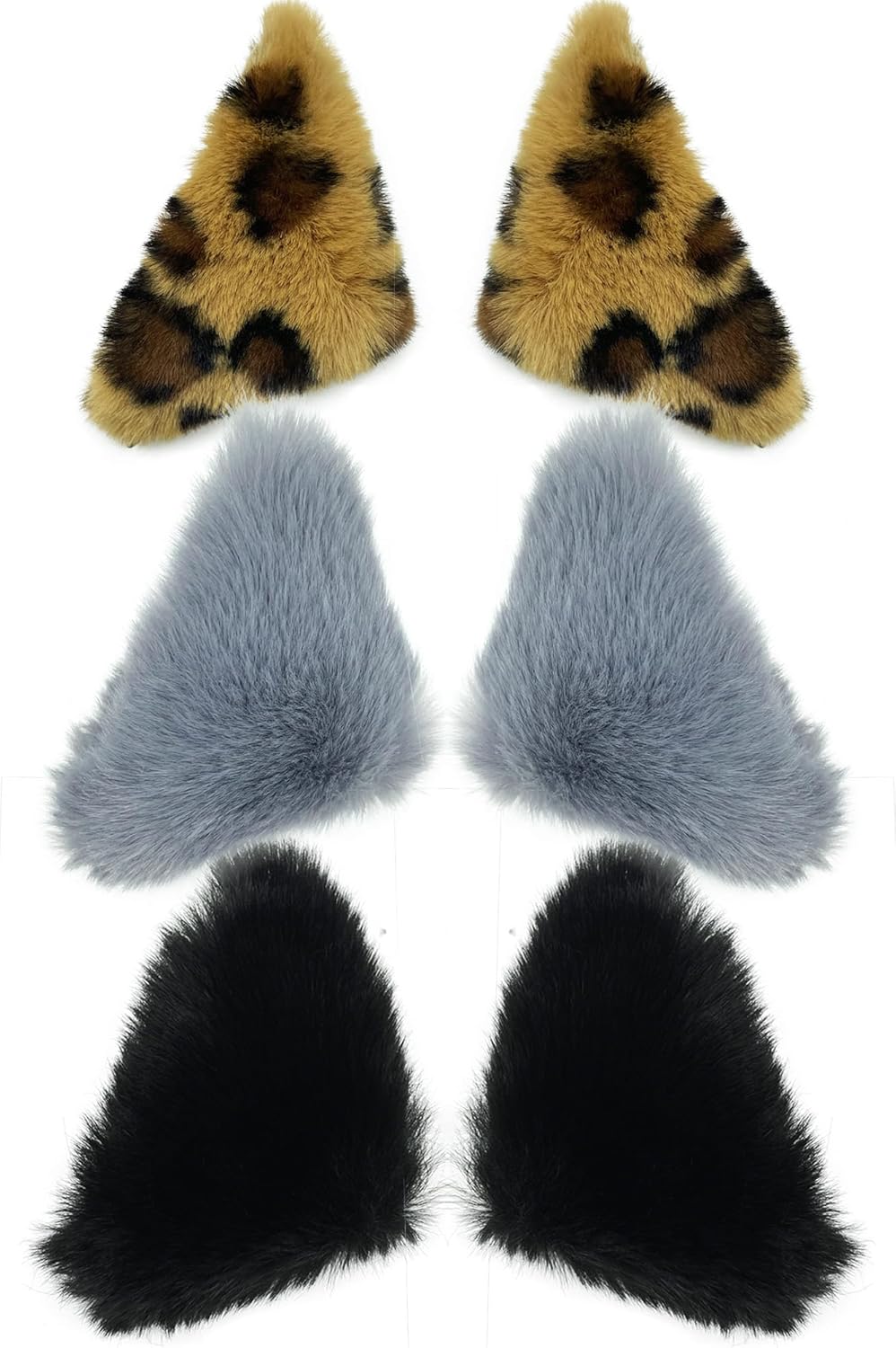 Agymo Fox Wolf Cat Ears Clips, Animal Furry Ears,Christmas Halloween Ears,Cosplay Costume Accessory Funny Gifts