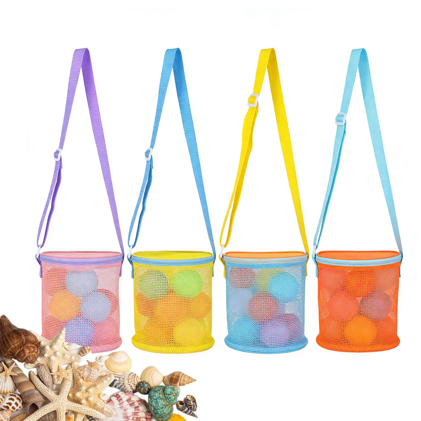 Sac de plage en maille anti-sable pour collecter les coquillages sans salir la voiture