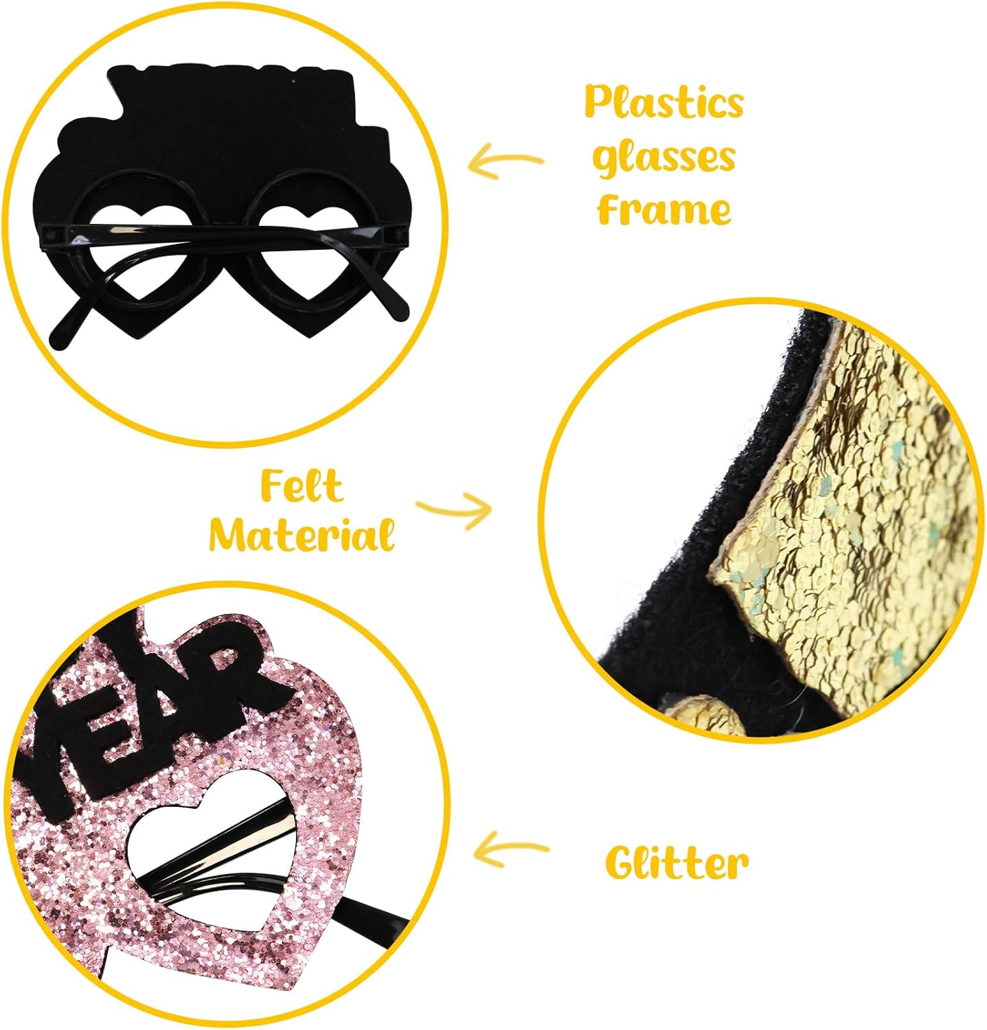 ceiba tree Happy New Years Eve Party Supplies 2026 NYE New Year Eve Party Favors Accessories 6 Paper Hats 6 Paper Headbands 6 Felt Plastic Frame Glasses 6 Noisemakers - Image 5