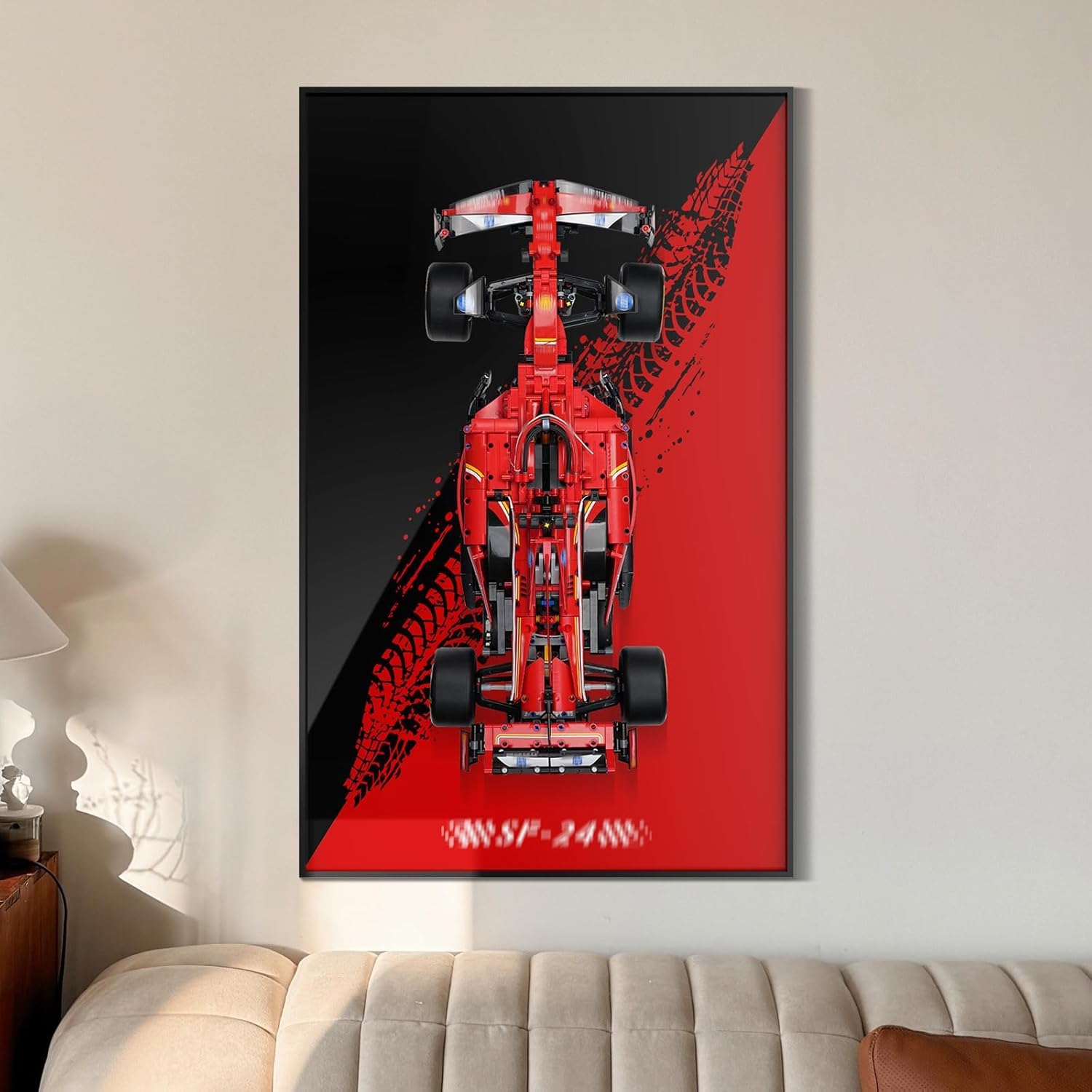 Display Wallboard für Lego Technic Ferrari SF-24, Wandhalterung für 42207 Modellauto-Bausatz (Auto Nicht im Lieferumfang enthalten), platzsparende einfache Montage kreative Heimdekoration