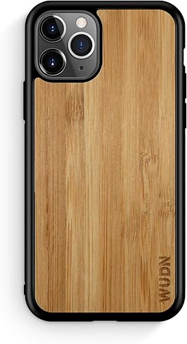 WUDN Funda de madera para teléfono, grabada con láser (bambú carmalizado) compatible con iPhone 11 Pro