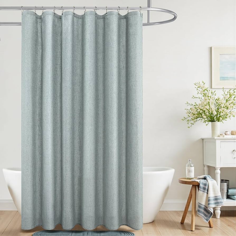 KOUFALL Beach Shower Curtain for Bathroom,Linen Fabric Under The Sea Shower Curtain for Women,72 x 84 Inch