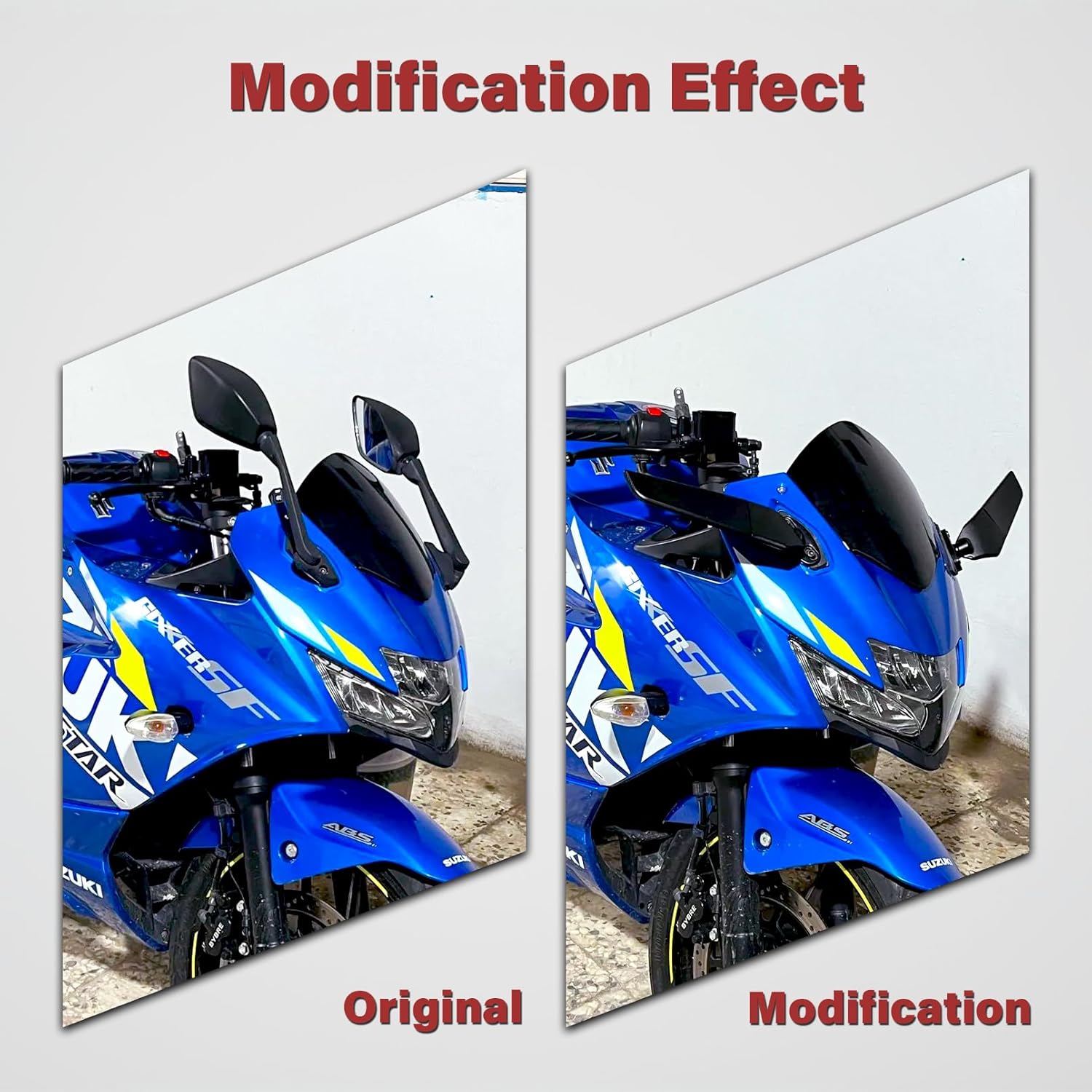 Angle Wing Rearview Mirror, Racing Motorcycle Adjustable Side Rear View Mirrors, For Honda Kawasaki Suzuki Yamaha Universal Stealth Mirror(Black,Plus Lens)