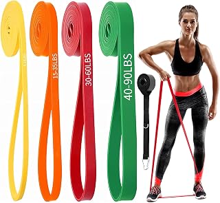 K.CINE Resistance Bands Set: 4 Progressive Pull Up Assist Bands for Men & Women, Home Gym Workouts, Physical Therapy with Door Anchor & Bag