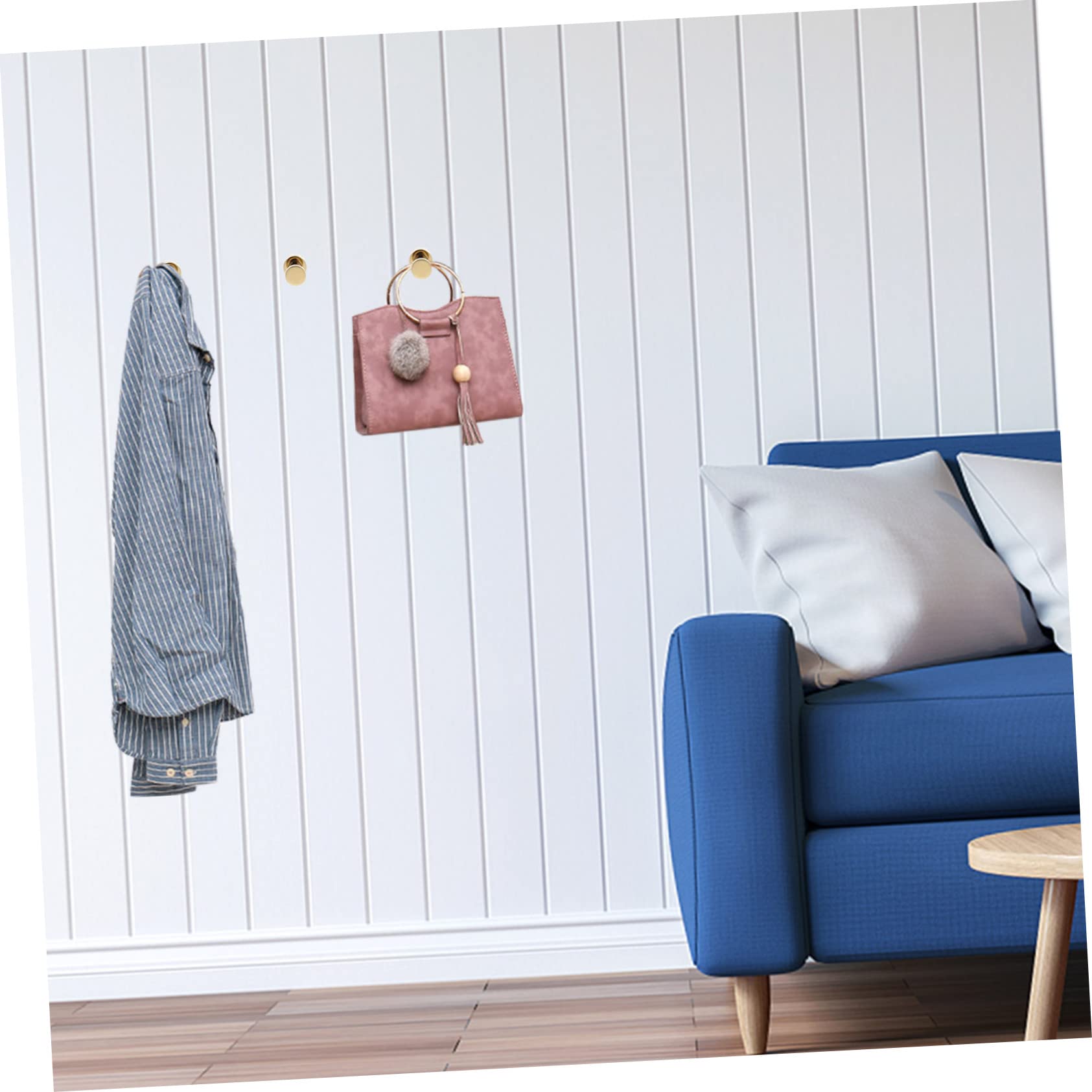 MUCKLILY 2pcs Brass Towel Hooks for Bathroom Round Wall Hooks for Kitchen Bedroom and More No Punching Required Excellent Stability and Bearing Capacity