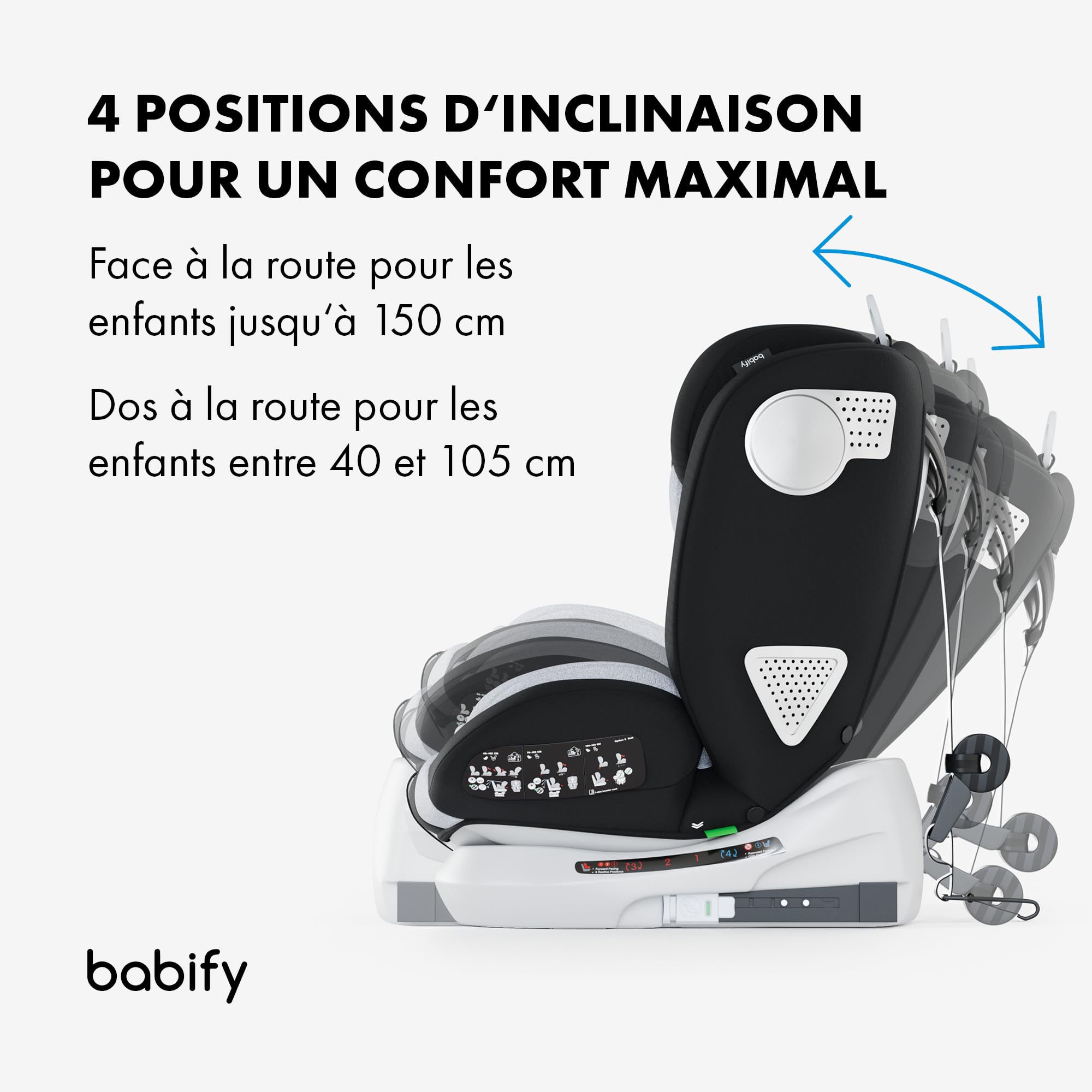 Babify Onboard Siege Auto ECE R129/i-Size, Bebe 0 à 36kg, Siege Auto Isofix Groupe 0 1 2 3, Siège Auto Bébé et Enfants de 0 à 12 Ans, Sièges Auto Pivotant 360, Ergonomique, Rehausseur Voiture Enfant