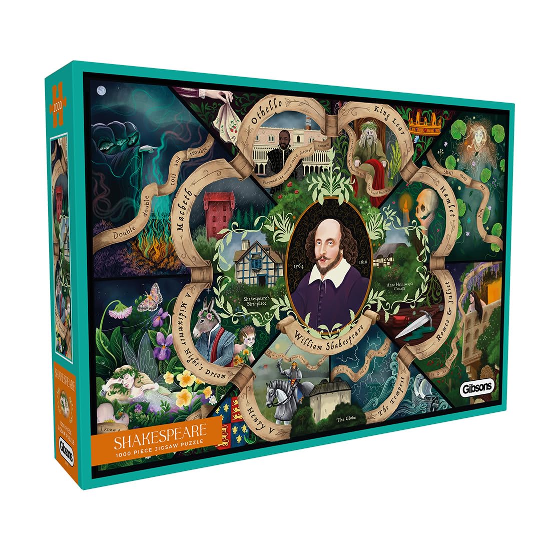 Gibsons Shakespeare 1000 Piece Jigsaw Puzzle for Adults – Colourful Literary & History Art by Anna Stead – Premium Sustainable UK/EU Made – Challenging Educational Gift for Book Lovers & Puzzlers — image 1