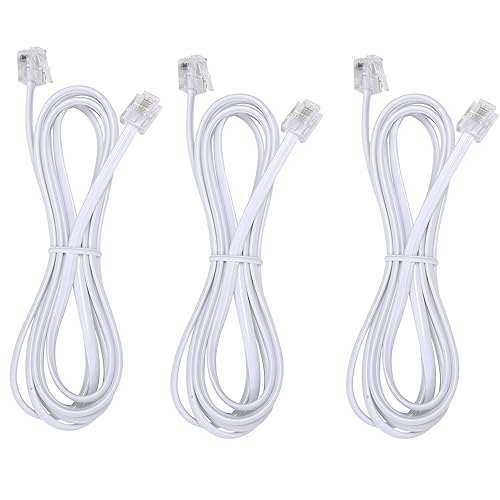 Miniatura 10 de LanSenSu Cable de extensión de teléfono de 50 pies, cable telefónico con enchufe RJ11 estándar y 2 acopladores en línea y 20 soportes de clip para