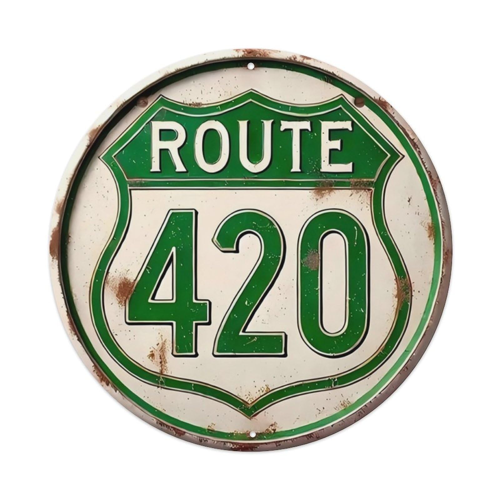 Ldfuieksufg Style Round Vintage Route 420 Highway Rustic Wall Sign Garage Decor Vintage Aluminium Metal Sign, Retro Wall Decor For Home, Bar, Garage & Farmhouse 20X20cm