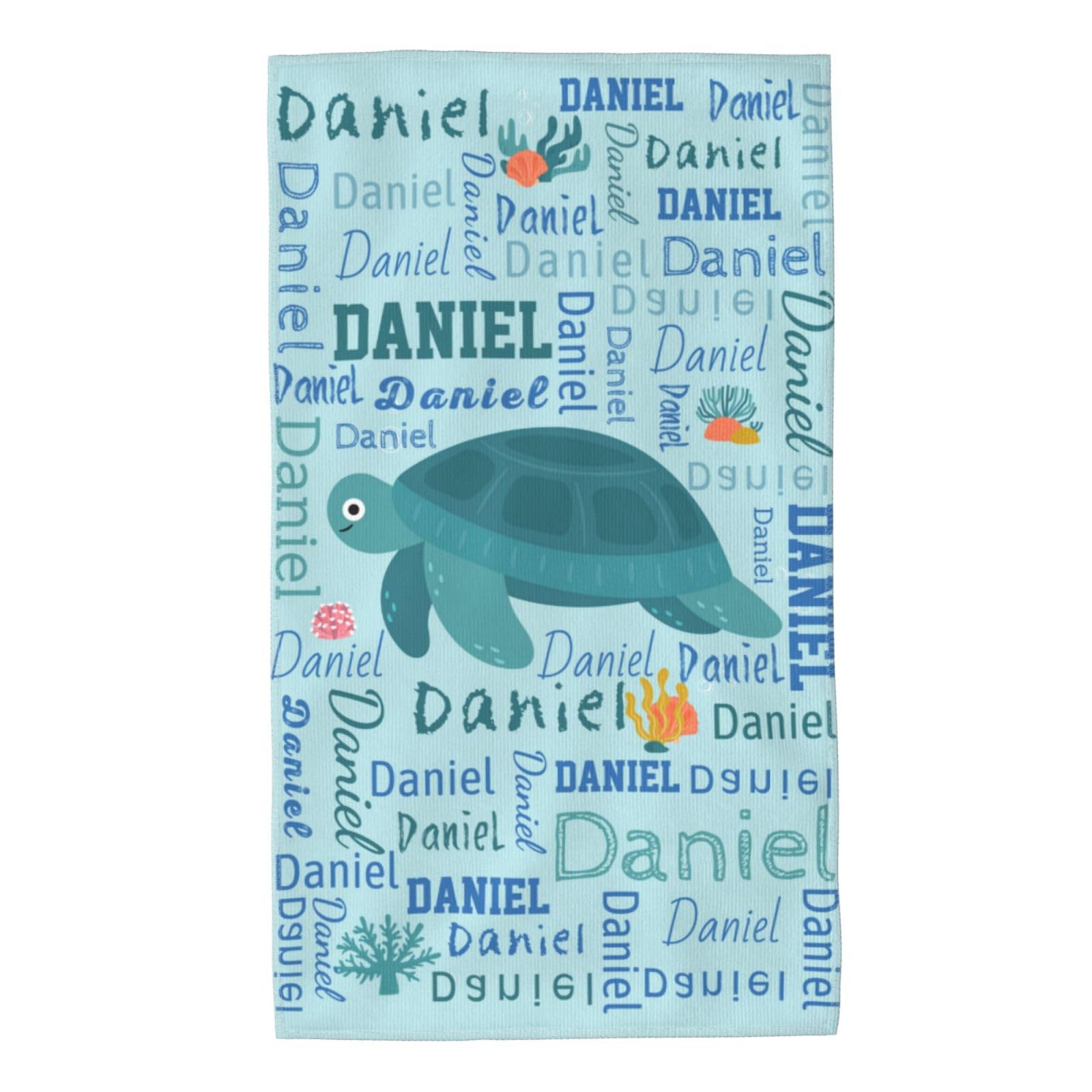 Personalized Kids Hand Towel Custom Name Hand Towel Personalised Whale Mermaid Seahorse Sea Turtle Face Towel Soft Microfiber Washcloth for Kids Children - 16x27.5in