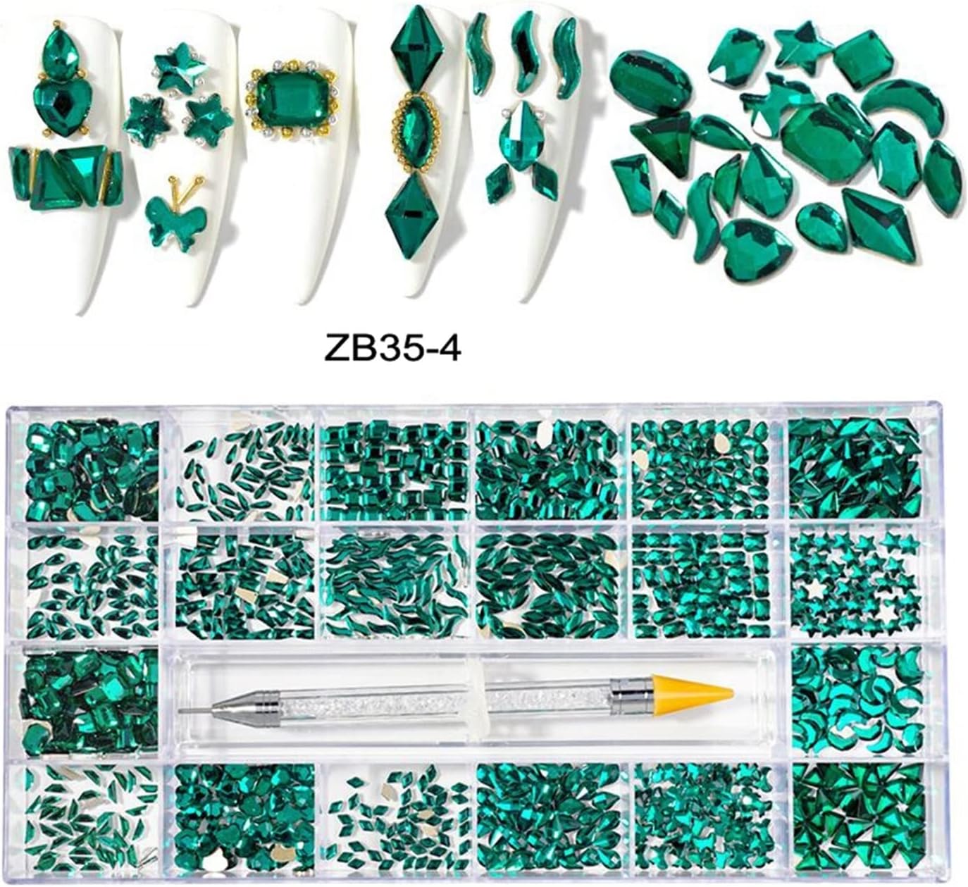 yaoqijie 1000pcs (20 * 50) 3D Nail Art Stones Neon Crystal Fluorescent Luminous Glass Flatback Non-Hotfix Tips Garment Rhinestones Lasting (Color : 9)