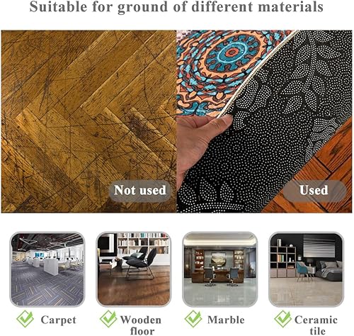 Miniatura 3 de Honorstar Tapete para silla de oficina para alfombra y suelo de madera dura, alfombra redonda para silla de juegos, alfombra redonda de 47 pulgadas,